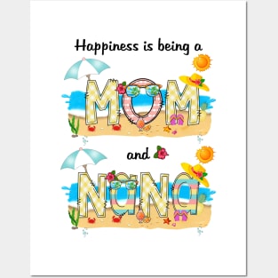 Happiness Is Being A Mom And Nana Summer Beach Happy Mother's Posters and Art